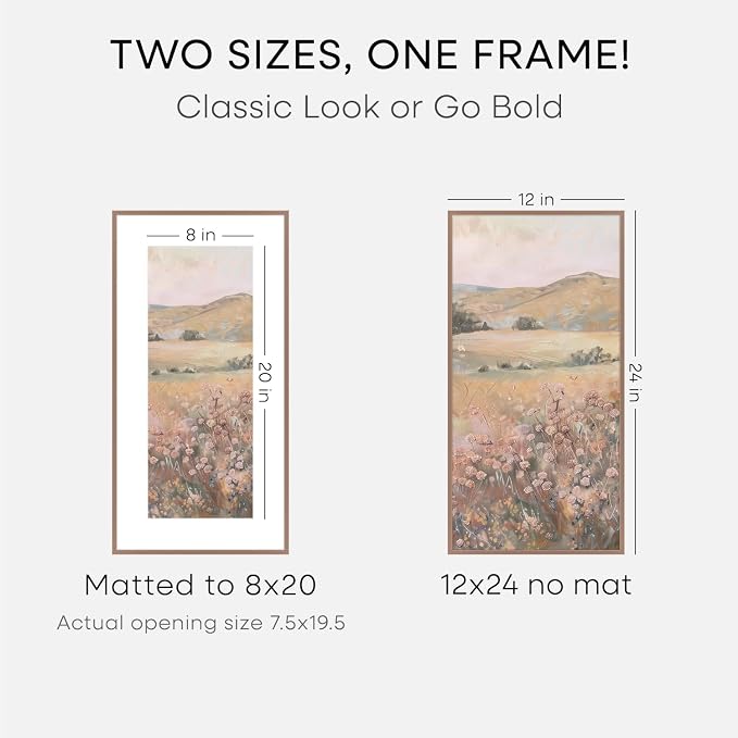 Homeforia 12x24 Picture Frame Mocha, High End Metal 12x24 Poster Frames with Mat 8x20 inch Photo, 12 x 24 Mocha Frames Matted to 8 by 20 Print, 24x12 Panoramic Frames, Tempered Glass, Wall Kit, Set of 2