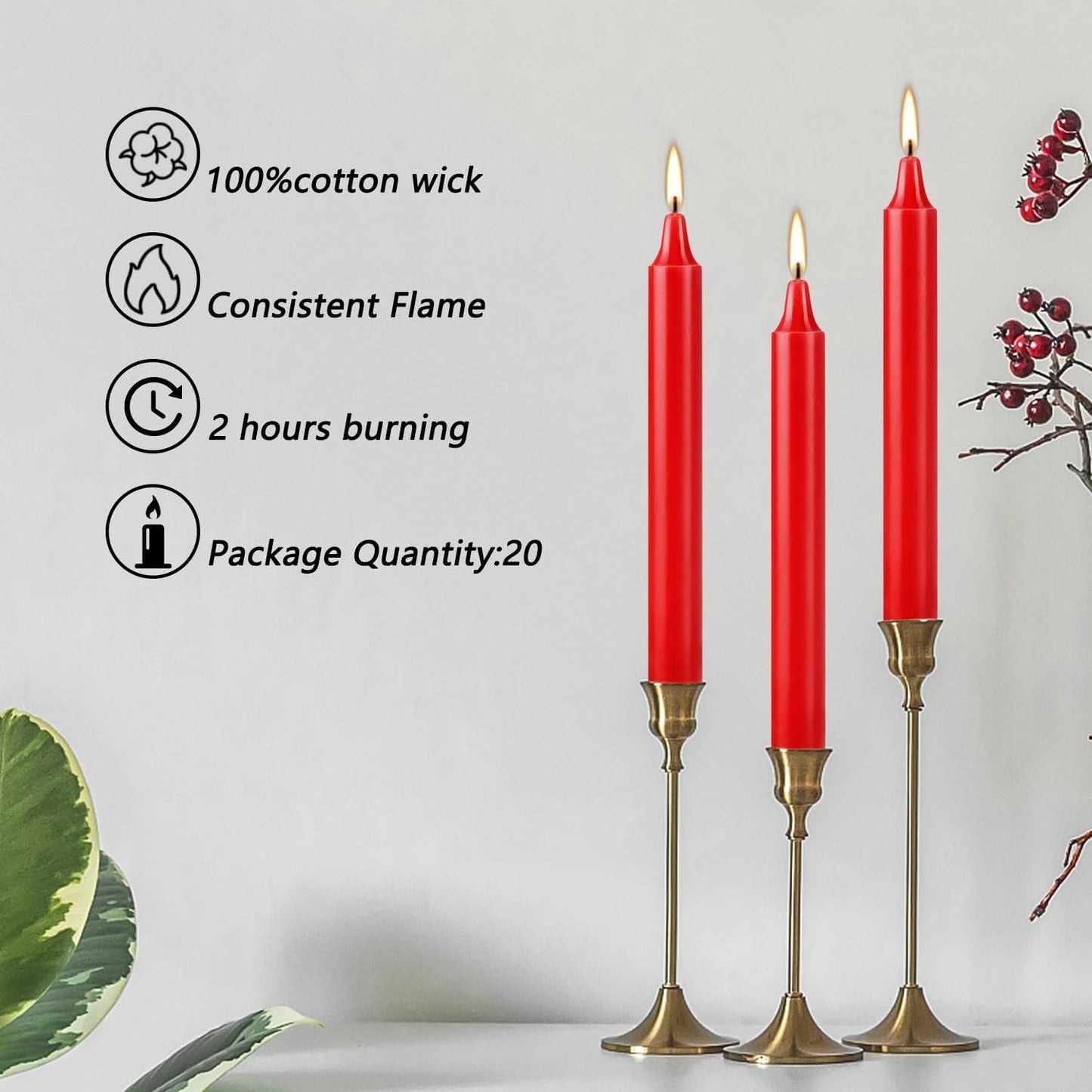 Red Candles Set of 40, 4" Red Spell & Chime Candles, Unscented Mini Taper Candle for Witchcraft, Wiccan Altar, Magic Tools, Rituals, Prayer, Meditation and Christmas Party Decoration