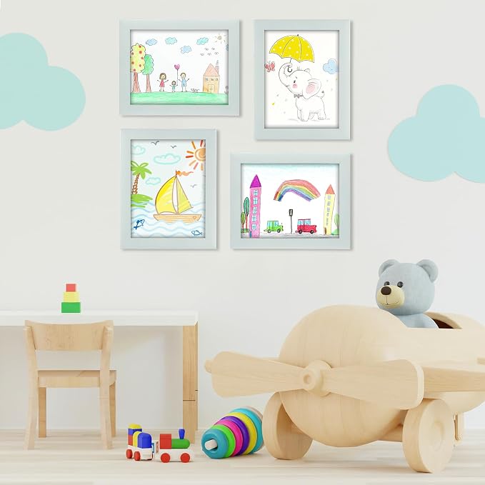 [2-Pack] Kids Art Frames, 8.5x11 Front Opening Kids Artwork Frames Changeable, Pale Green Artwork Display Storage Frame for Wall, Holds 50 Pcs, for 3D Picture, Crafts, Children Drawing, Hanging Art,