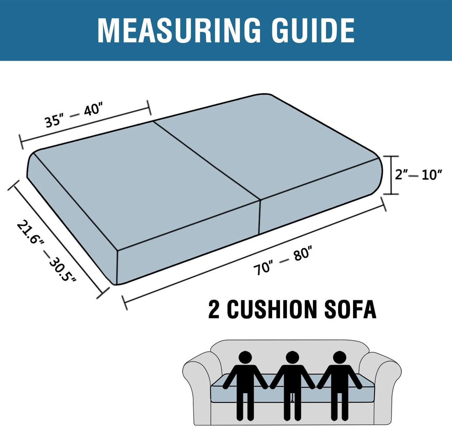 H.VERSAILTEX Super Stretch Individual Seat Cushion Covers Sofa Covers Couch Cushion Covers Slipcover Sets Thick Jacquard Textured Twill Fabric (2 Piece Large Sofa Cushion Covers, Burgundy Red)