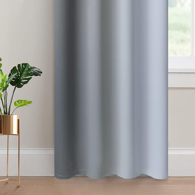 Yakamok Ombre Curtains Grey and Greyish White for Living Room,52Wx90L | Room Darkening Curtains 90,Thermal Insulated Gradient Color Drape,Light Blocking Grommet Window Curtains for Bedroom,2 Panels