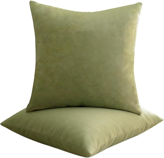 Throw Pillows with Inserts Included, 18x18 Couch Pillows,Throw Pillows for Couch,Olive Green Throw Pillow 2 Pack.