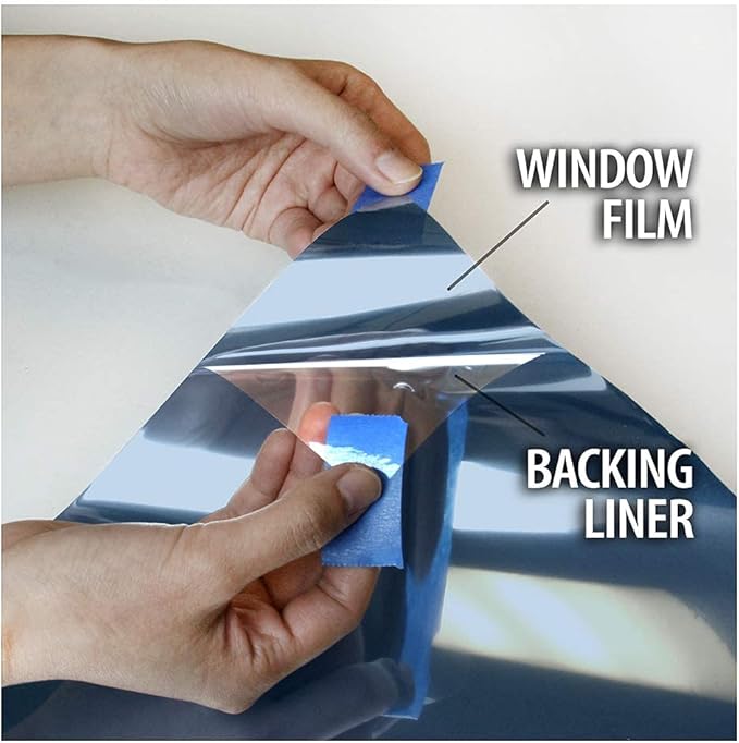 BDF PRBL Window Film Premium Color High Heat Control and Daytime Privacy Blue Outside, Silver Inside - 48in X 24ft