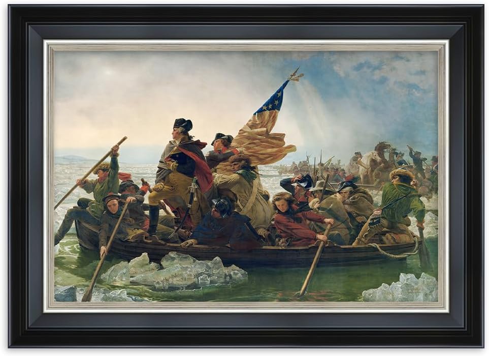 DECORARTS - Washington Crossing the Delaware by Emanuel Leutze. Giclee Prints on Canvas. Fine Art Reproduction with Framed Wall Art. Perfect for Wall Decor. Total Size w/Frame: 21.25x15.25