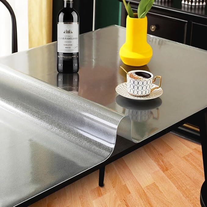 Kasepie Frosted PVC Table Cover Protector 20X40Inch, 1.5mm Thick Plastic Table Cover Rectangle,Clear Table Protector,Desk Protector Mat for Kitchen, Dresser, Writing Desk，Dining Room Table