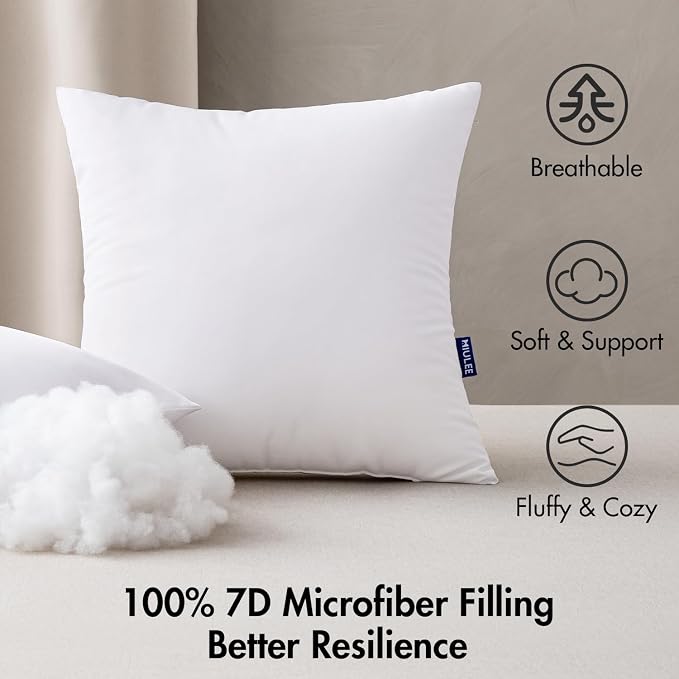 MIULEE 16x16 Outdoor Pillows,Set of 4 Throw Pillows Waterproof,Soft Support Throw Inserts Decorative Water Resistant for Patio Furniture and Garden