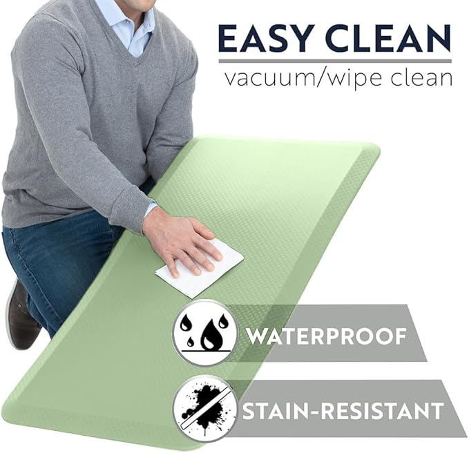 KANGAROO Anti Fatigue Mats for Kitchen Floor, 48x20, Reduce Foot, Knee, Back Pressure, 3/4 Inch Thick Cushioned Ergonomic Mat, Waterproof Comfort Rug for Under Sinks, Standing Desk, Stores, Sage Green