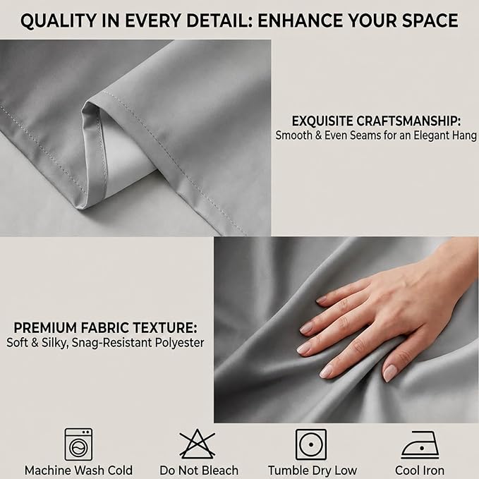 Grey and Grayish White Curtains for Living Room 63 Inch Length Ombre Curtains 2 Panel Bedroom Gray Curtains Rod Pocket Light Filtering Window Curtain Modern Gradient Drapes