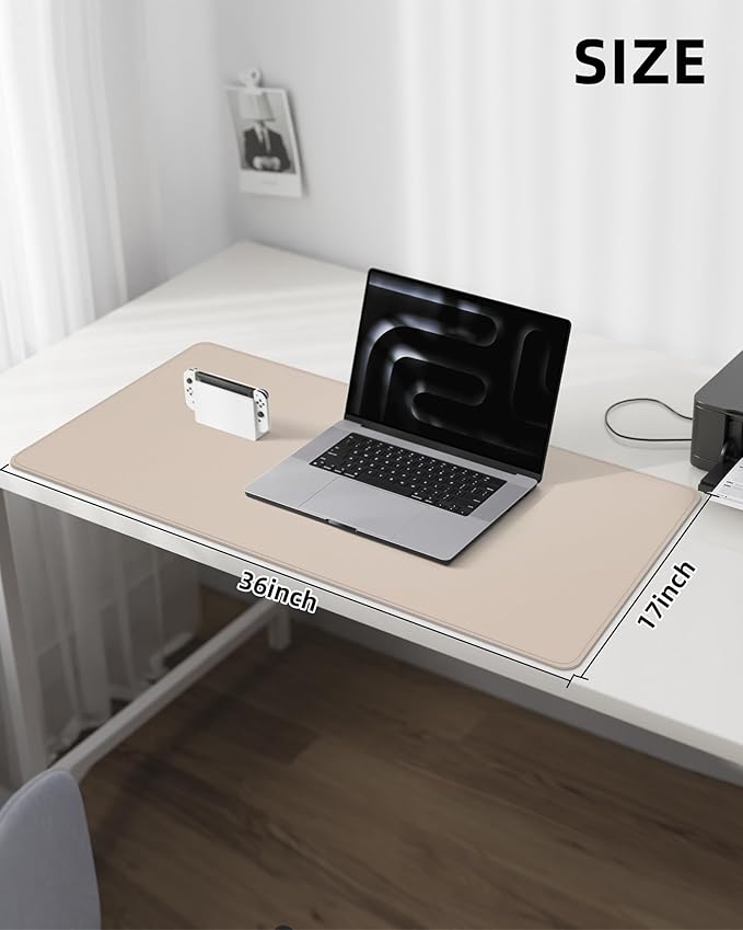 AFIING Extra Large Desk Mat - 55"x 24" Non-Slip Desk Pad for Office and Home - Ideal for Large Mouse Pad and Desk Mats on Top of Desks(Beige)