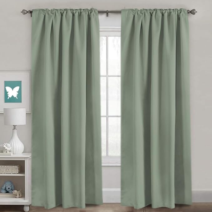 H.VERSAILTEX Blackout Curtains Thermal Insulated Window Treatment Panels Room Darkening Blackout Drapes for Living Room Back Tab/Rod Pocket Bedroom Draperies (2 Panels, Cyan, 52 x 96 Inch)