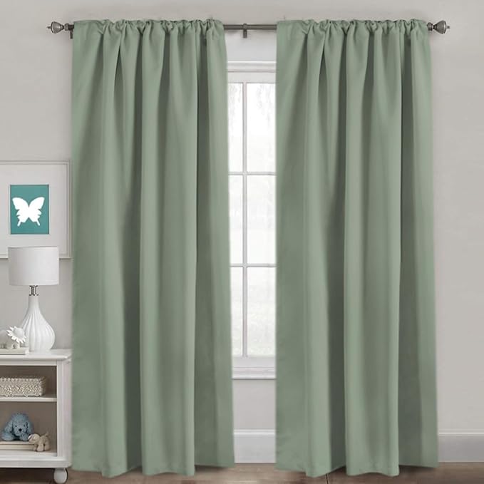H.VERSAILTEX Blackout Curtains Thermal Insulated Window Treatment Panels Room Darkening Blackout Drapes for Living Room Back Tab/Rod Pocket Bedroom Draperies (2 Panels, Cyan, 52 x 84 Inch)
