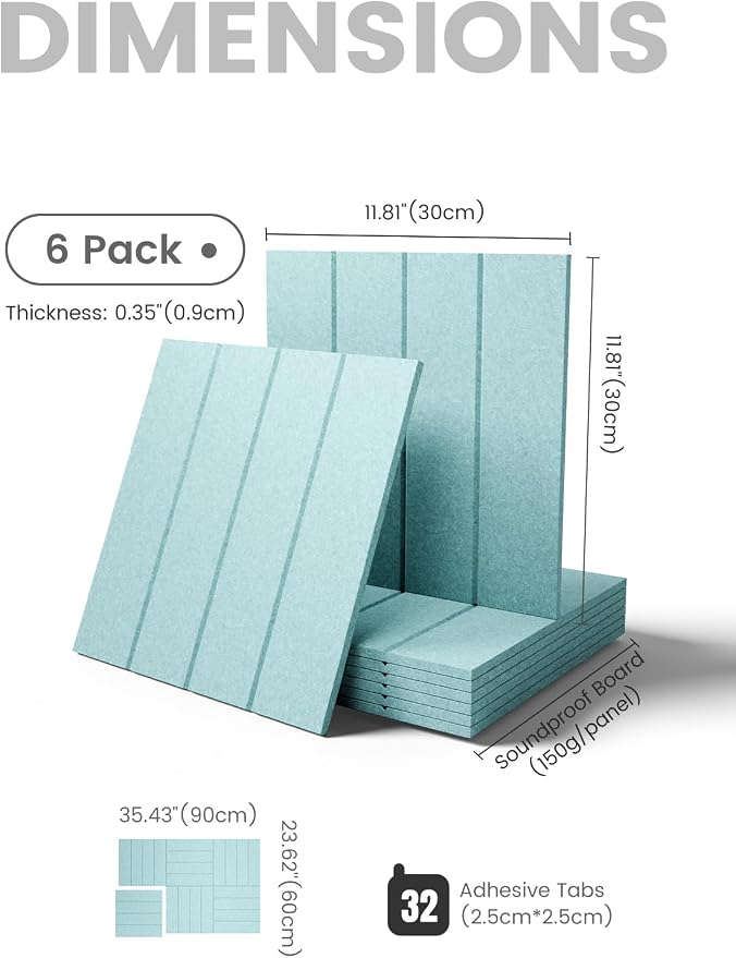 Fluxynara Large Felt Bulletin Board 36"x24" Cork Board Alternative - 6 Pack with 32 Safe Removable Adhesive Tabs, Cork Boards for Walls for Home Office Classroom Pin Board-Teal Blue