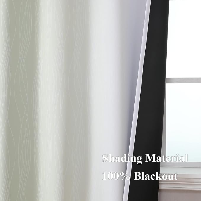 Estelar Textiler Sage Green and Greyish White Ombre Blackout Curtains 45 Inch Length 2 Panels, Full Room Darkening Drapes for Bedroom, Thermal Insulated Grommet Short Curtains for Bathroom,42Wx45L