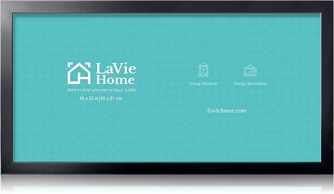 LaVie Home 16x32 Picture Frame Black, Panoramic Picture Frame for Wall Decoration, Classic Black Minimalist Style Suitable for Decorating Houses, Offices, Hotels（1 Pack）