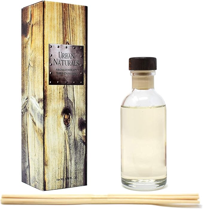 Urban Naturals Reed Diffuser Set, Warm Vanilla Amber - Bathroom Shelf Décor | Creamy. Warm. Sultry. Notes of Sandalwood, Amber & Smoked Vanilla, Made with Essential Oils & Real Botanical Pieces