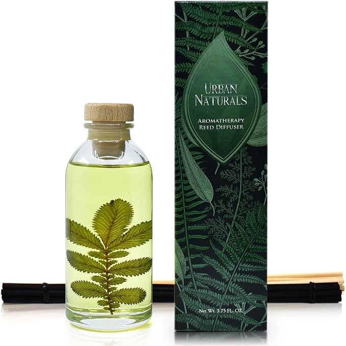 Urban Naturals Reed Diffuser Set, Eucalyptus Sage - Bathroom Shelf Décor | Mint, Lime & Cedarwood Essential Oils, Soothing & Relaxing scent for Bathroom or Bedroom