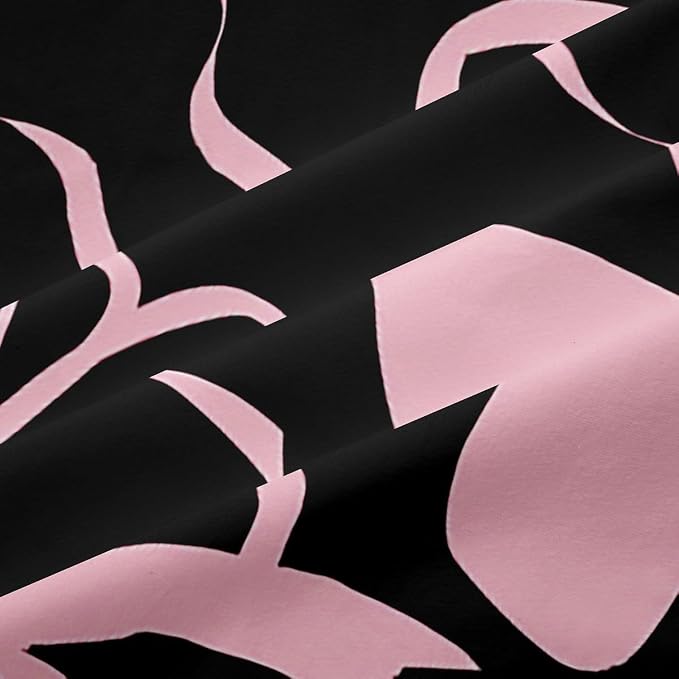 Feelyou Bow Room Darkening Blackout Curtain (2 Panels, 52 x 90 Inch) Black Pink Girls Bow Curtains for Bedroom Living Room Cute Bowknot Blackout Curtains Kawaii Bow Window Treatments
