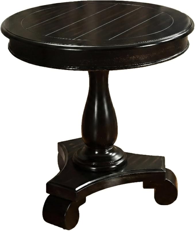 Roundhill Furniture Rene Round Pedestal Side Table, Black