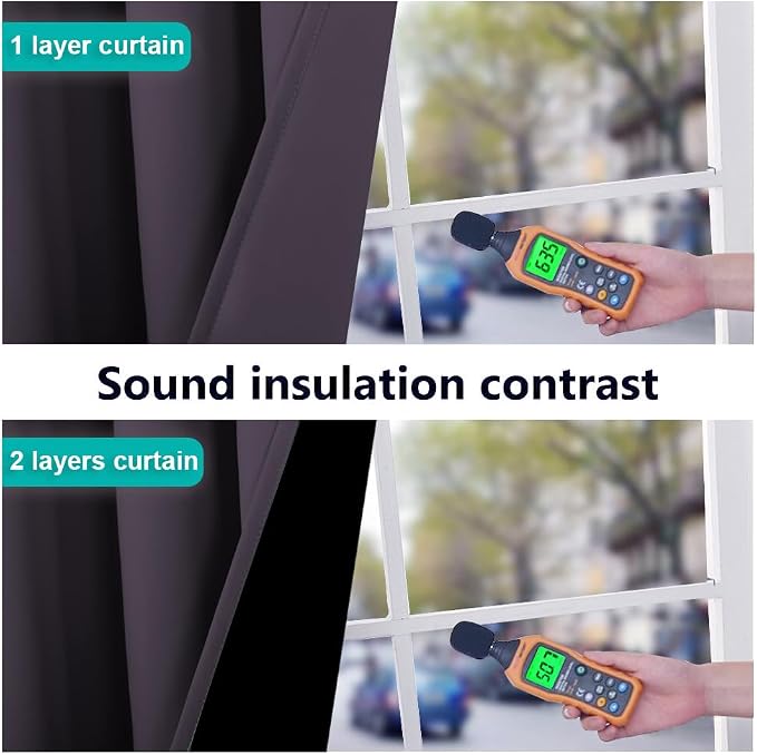 NICETOWN 100% Blackout Window Curtain Panels, Greyish Purple, 2 Pieces, 52" Wide Per Panel, Full Light Blocking Drapes with Black Liner for Nursery, 72" Drop Thermal Insulated Draperies