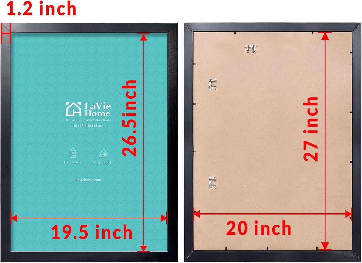 LaVie Home 20x27 Picture Frame Black, Puzzles Frame for Wall Decoration, Classic Black Minimalist Style Suitable for Decorating Houses, Offices, Hotels, Puzzles Posters Photos or Artwork（1 Pack）