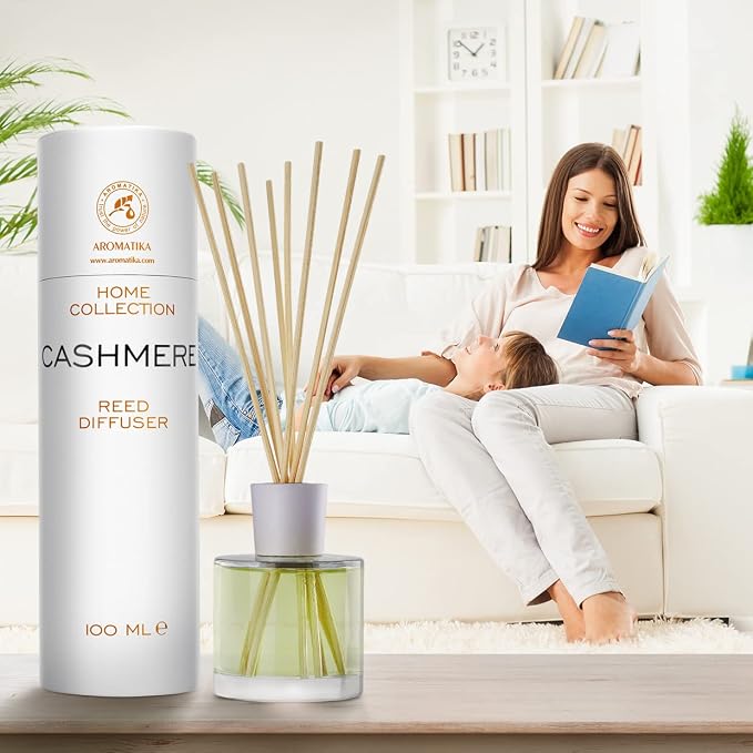 Reed Diffuser Cashmere 3.4 Fl Oz - Room Diffuser - Scented Diffusers with Bamboo Sticks - Home Fragrance - Air Freshener - Warm Scent - Fragrance for Living Room (Pack of 2)