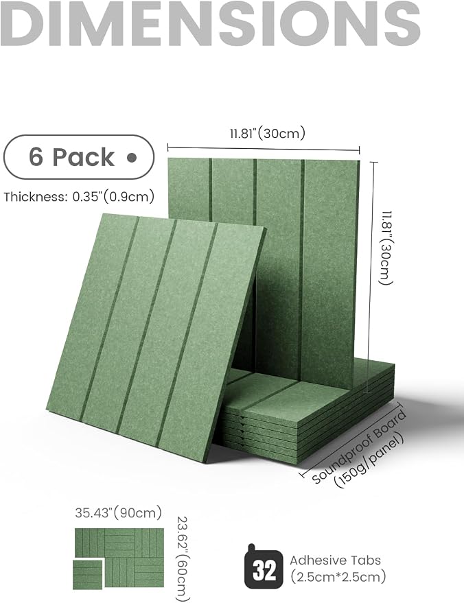 Fluxynara Large Felt Bulletin Board 36"x24" Cork Board Alternative - 6 Pack with 32 Safe Removable Adhesive Tabs, Cork Boards for Walls Pin Board for Home Office Classroom Felt Board-Moss Green