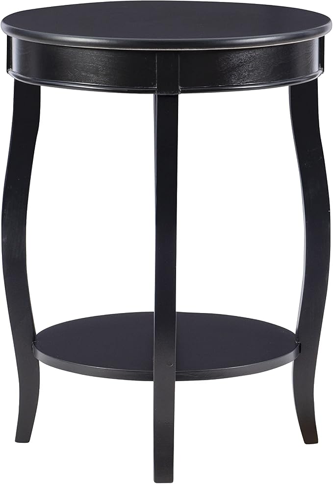 Powell Furniture Round Table with Shelf, Black