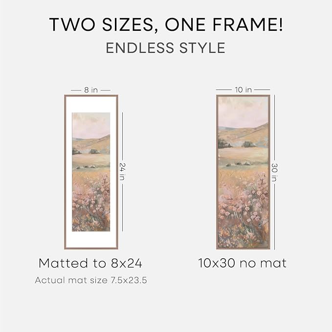 Homeforia 10x30 Picture Frame Mocha, High End Metal 10x30 Poster Frames with Mat 8x24 inch Photo, 10 x 30 Mocha Frames Matted to 8 by 24 Print, 30x10 Panoramic Frames, Tempered Glass, Wall Kit, Set of 2
