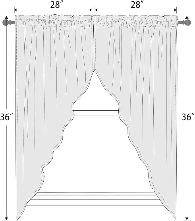 AAtter Black Grey Kitchen Valance Curtain for Window Gray Abstract Dark White Cool Ombre Small Short Swag Topper Bathroom Living Room Bedroom Rod Pocket Drapes Fabric 1 Pair, 28" W x 36" L, Geometric