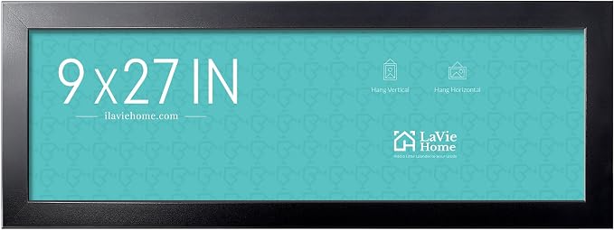 LaVie Home 9x27 Picture Frame Black, Panoramic Picture Frame for Wall Decoration, Classic Black Minimalist Style Suitable for Decorating Houses, Offices, Hotels（1 Pack）