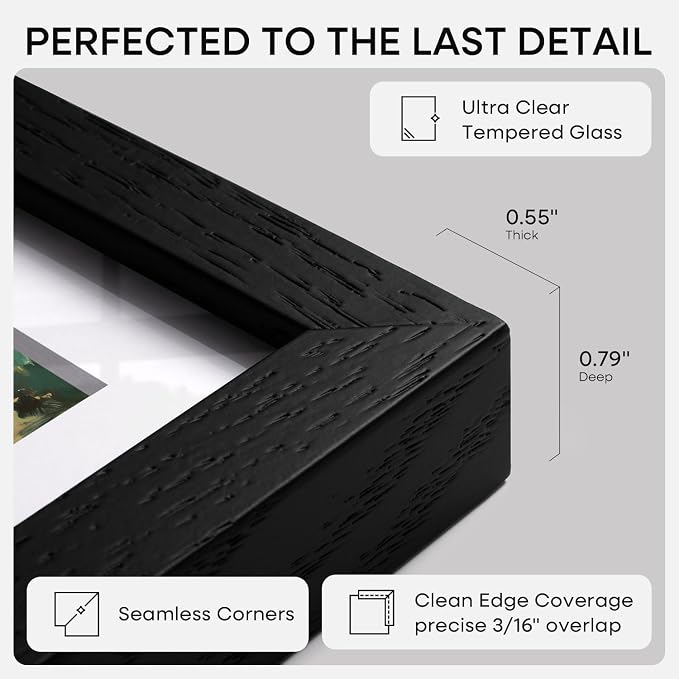 Homeforia 15x21.25 Black Wood Puzzle Frame, High End Oak 15 x 21.25 Frames without Mat, Wooden 21.25x15 Thin Hanging Picture Frame for Wall, 15by21.25 Poster Frames, Tempered Glass, Wall Kit, Set of 1