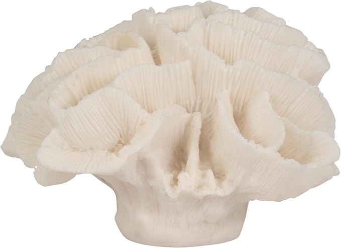 Polyresin Coral Figurine Sculpture – Decorative Accent for Shelf or Table, Coastal-Inspired Design for Living Room or Bedroom – Accent Piece for Any Room, Elegant Home Decor – 6x5x4, Ivory Tan