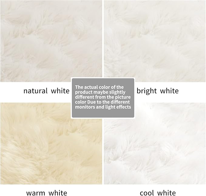 SERISSA Soft Fluffy Area Rug, White Faux Sheepskin Fur Rug, Shaggy Rug for Bedroom Floor Fuzzy Carpet for Living Room 4x6 Feet