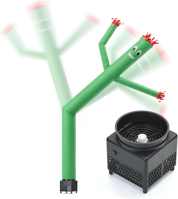 6ft Sky Air Puppet Dancer Inflatable Waving Tube Man with Lights & Built-in Blower - Wacky Waving Dancing Tube Guy for Business Promotion Stand Out Christmas Advertising (Green)