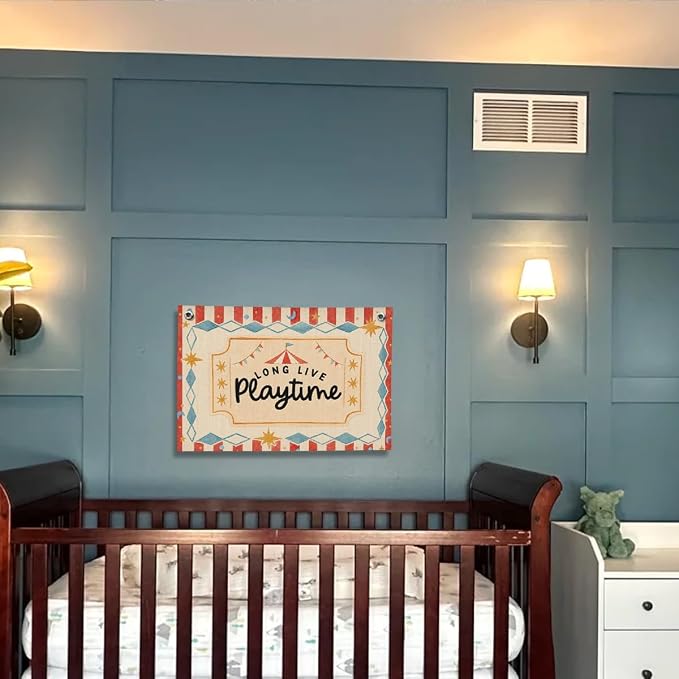 Playroom Kids Wall Decor, Toddler Playroom Decor Hanging Linen Banner,Play Room Wall Decor for Nursery Boys Girls, 20x30 Inch
