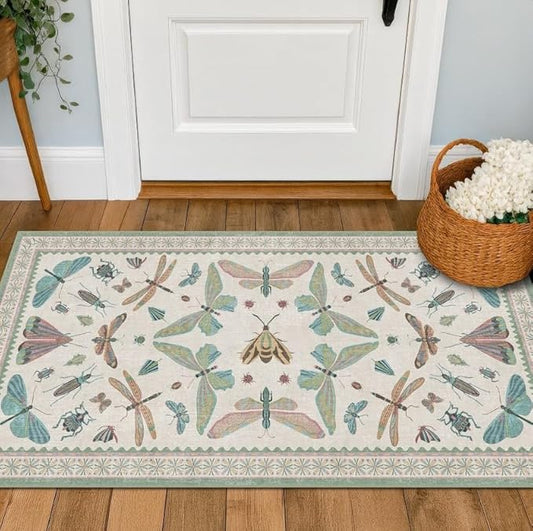 Hazo Haus Mint Green Washable Bathroom Rug - 2x4 Small Kitchen Rugs for Front Door Indoor Entrance, Low Pile Stain Resistant, Colorful Cool Aethestic