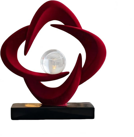 AWNR Gold Abstract Sculpture House Decor Aesthetic - Home Décor Accents for Nightstand, Shelves, Dining Room, Entryway Table, Office, Desk Accessories (Flocked red C)