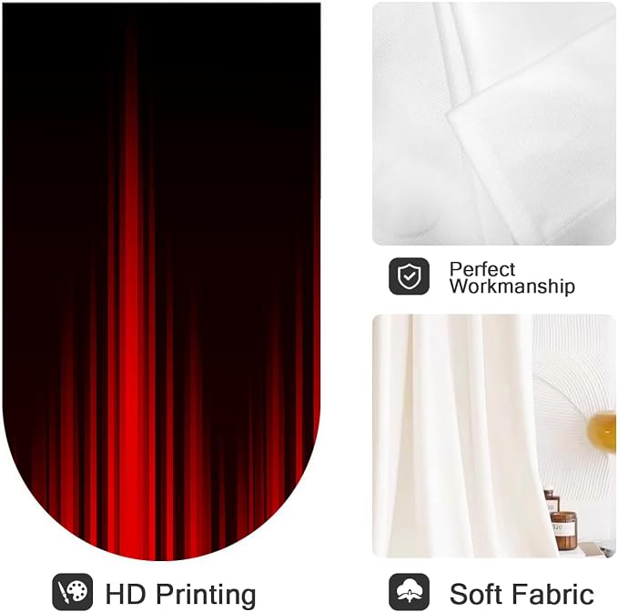 Coxila Red and Black Kitchen Valance Curtains Small Short Ombre Dark Goth Abstract Gradient Design Simple Gothic Modern Men Adult Swag Toppers Window 28 x 36 inch Bathroom Bedroom Living Room Drapes