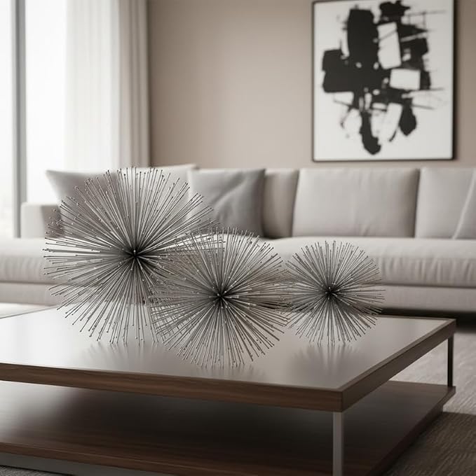 Modern Day Accents5167Pilluelo Urchin Small Silver SpherePilluelo Urchin Small Silver Sphere, Tabletop, Centerpiece, Filler, Round, Spikey, Spikes, Urchin, Sea, Iron, 6" x 6" x 6"SmallSilver