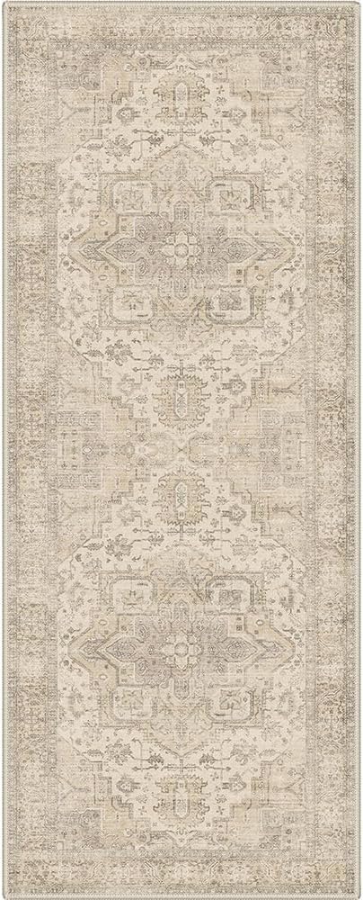 GENIMO Runner Rug 2x5 Non Slip Machine Washable Hallway Runner Rug, Low Pile Lightweight Rugs for Entryway, Hallway, Kitchen and Corridor, Vintage Boho Brown