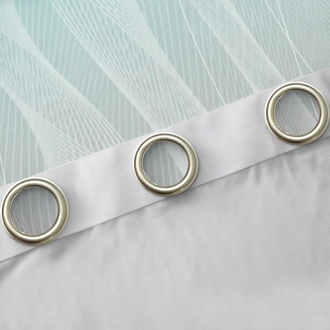 jejeloiu Teal Blue Darkening Drapes Kids Ombre Grey Strip Lines Curtains for Bedroom Living Room Gradient Style Blackout Curtains for Women Men Lightweight Abstract Window Treatments
