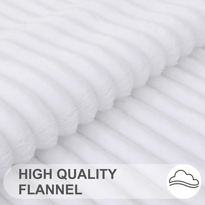 Simmore Decorative Fall Throw Pillow Covers 26x26 Set of 2, Soft Natural Plush Flannel Double-Sided Fluffy Couch Euro Sham Pillow Covers for Sofa Living Room, White