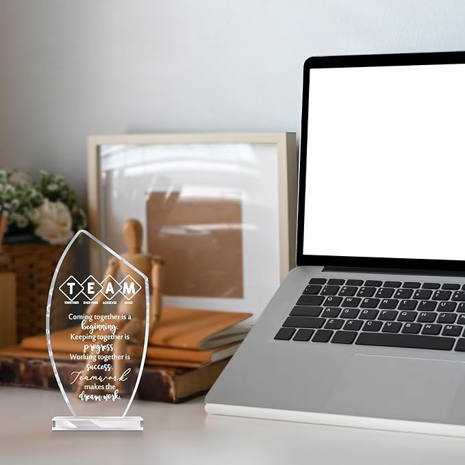 10 Pcs Employee Appreciation Gift Awards for Coworker Acrylic Social Worker Trophy May You Be Proud of The Work You Do Sign Prizes Gift for Volunteer Teacher Nurse Secretary Admin Assistant(Team)