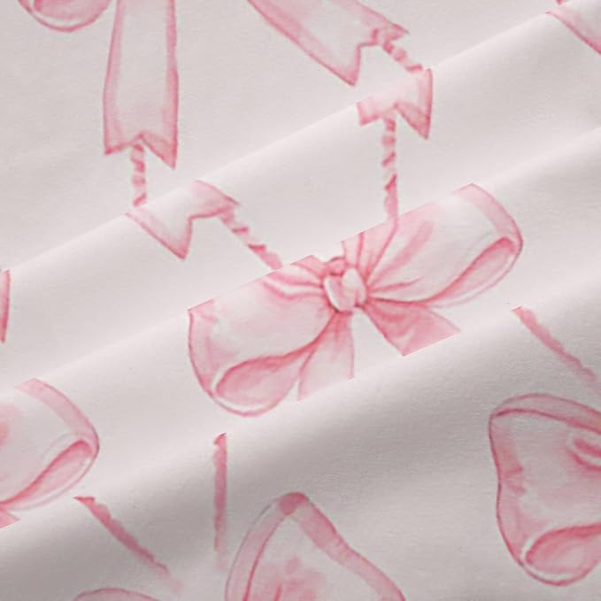 Feelyou Bow Curtains for Bedroom Living Room (2 Panels, 52 x 63 Inch) Pink Girls Bow Room Darkening Blackout Curtain Boys Girls Cute Bowknot Blackout Curtains Kawaii Window Treatments