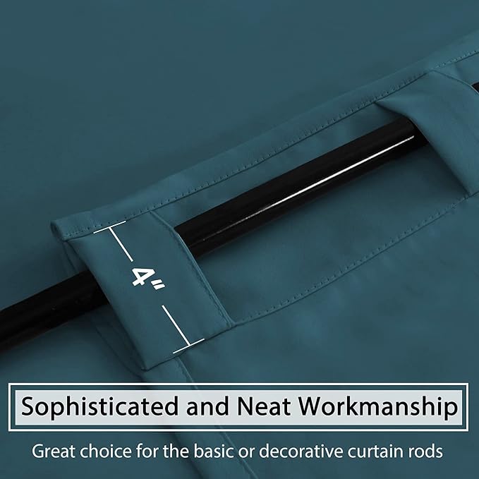 H.VERSAILTEX Blackout Curtains Thermal Insulated Window Treatment Panels Room Darkening Blackout Drapes for Living Room Back Tab/Rod Pocket Bedroom Draperies, 52 x 63 Inch, Dark Teal, 2 Panels