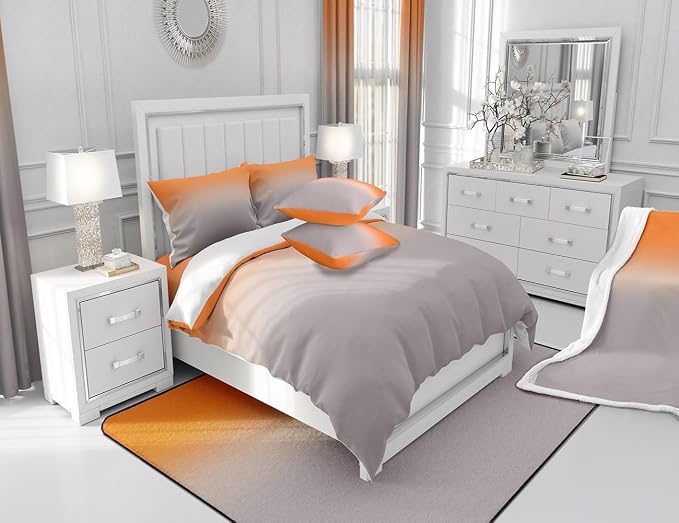 jejeloiu (2 Panels, 42 x 84 Inch Orange Darkening Drapes Gradient Style Curtains for Bedroom Living Room for Kids Women Men Ombre Grey Blackout Curtains Geometric Window Treatments