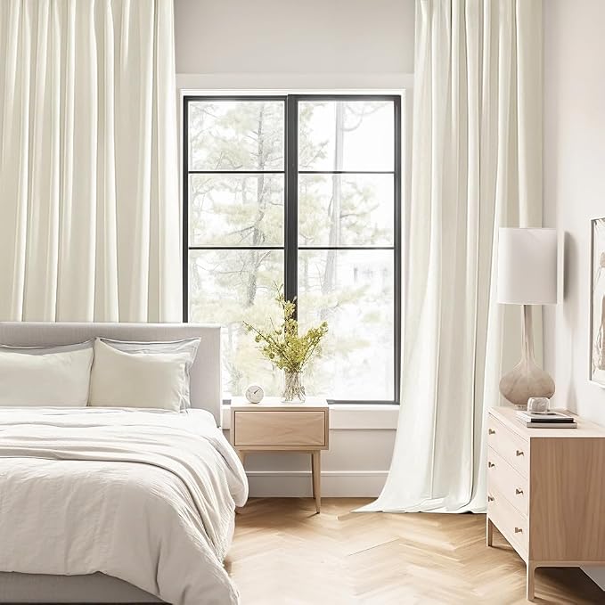 MIULEE Cream Back Tab Blackout Curtains 120 Inch Long 2 Panels Set for Bedroom, Rod Pocket/Pinch Pleated Extra Long Thermal Insulated Living Room Darkening Light Blocking 10FT Drapes
