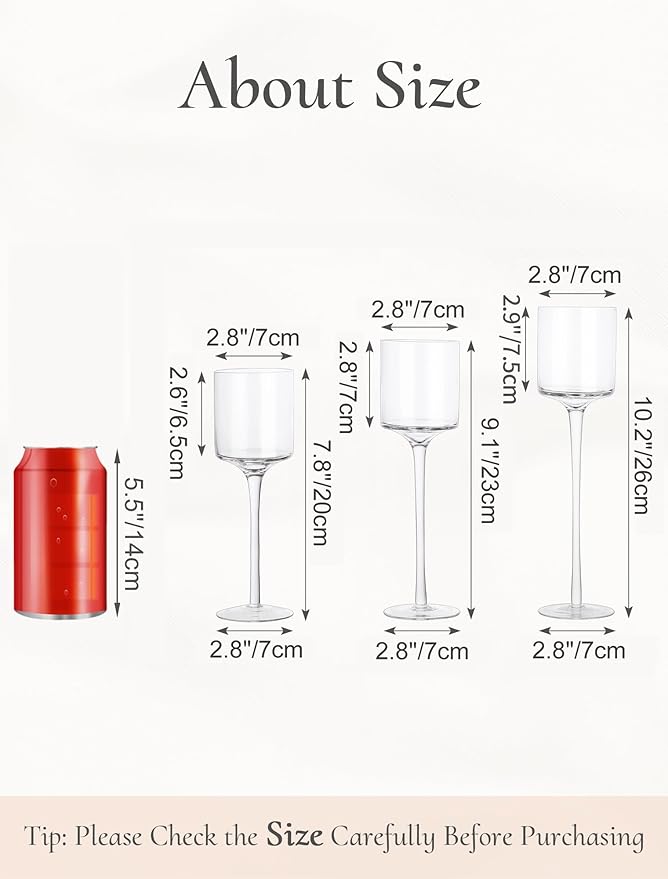Tall Glass Candle Holder: Long Stem Floating Candle Holders for Tealight Votive and Pillar Large Clear Centerpieces for Wedding Table Party Home Set of 3