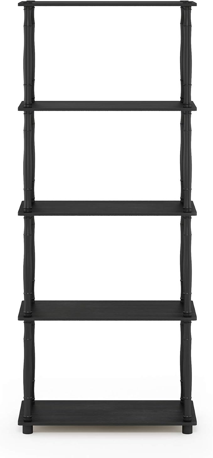 Furinno Turn-N-Tube 5-Tier Multipurpose Shelf / Display Rack / Storage Shelf / Bookshelf, Classic Tubes, Americano/Black