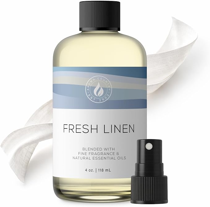 Aroma Country Fresh Linen Luxury Diffuser Oil Refill (4 Fl Oz) | Hotel-Inspired • Long-Lasting Home Fragrance • for Aromatherapy, Reed Diffusers, Diffuser Machines & Room Sprays